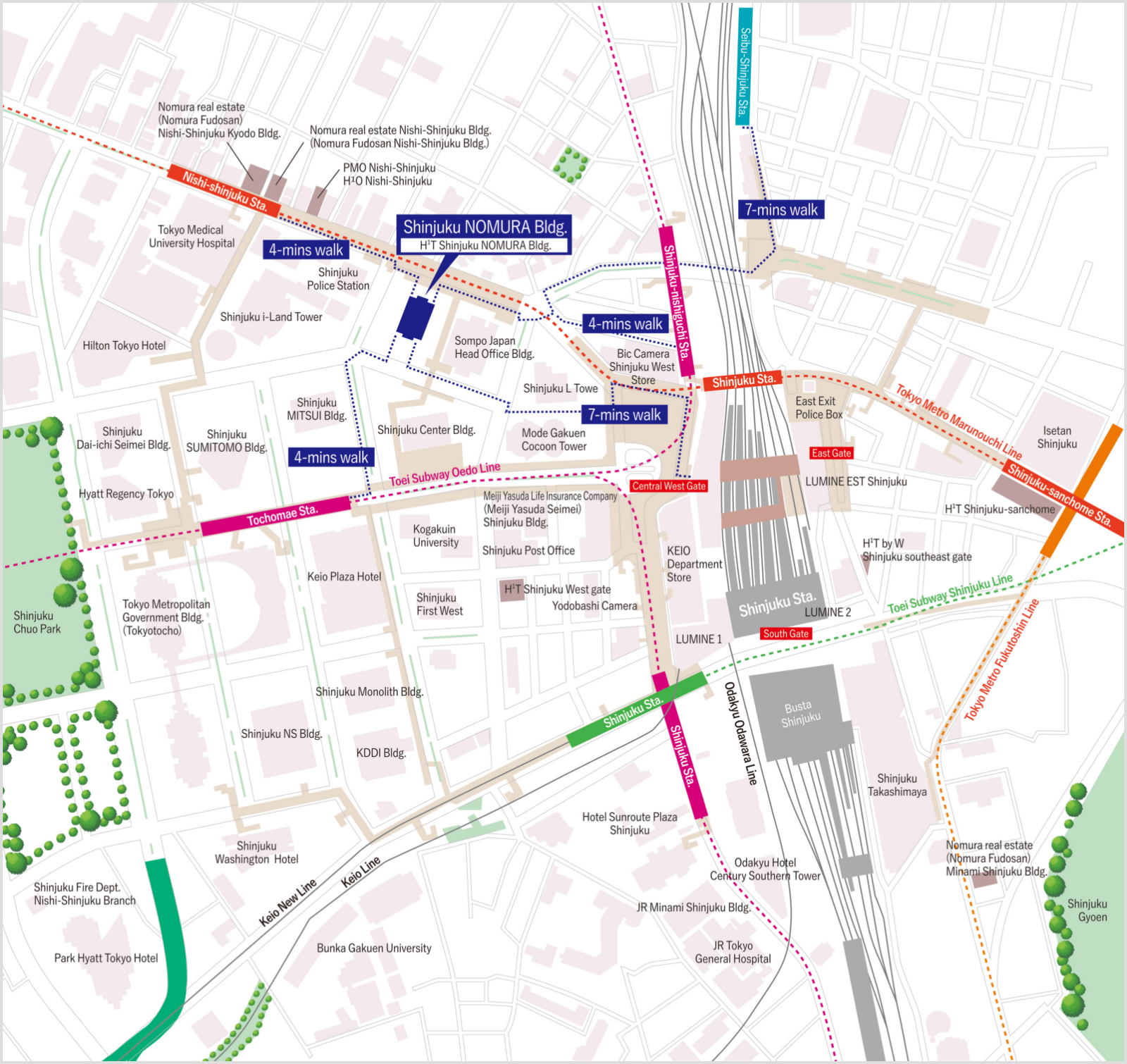 Map around Shinjuku Nomura Building